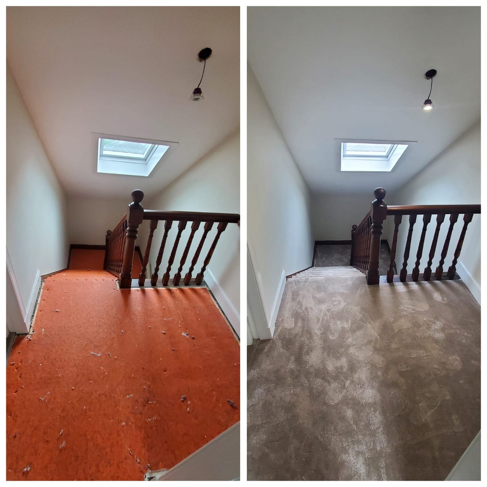 Top landing, carpet and underlay
