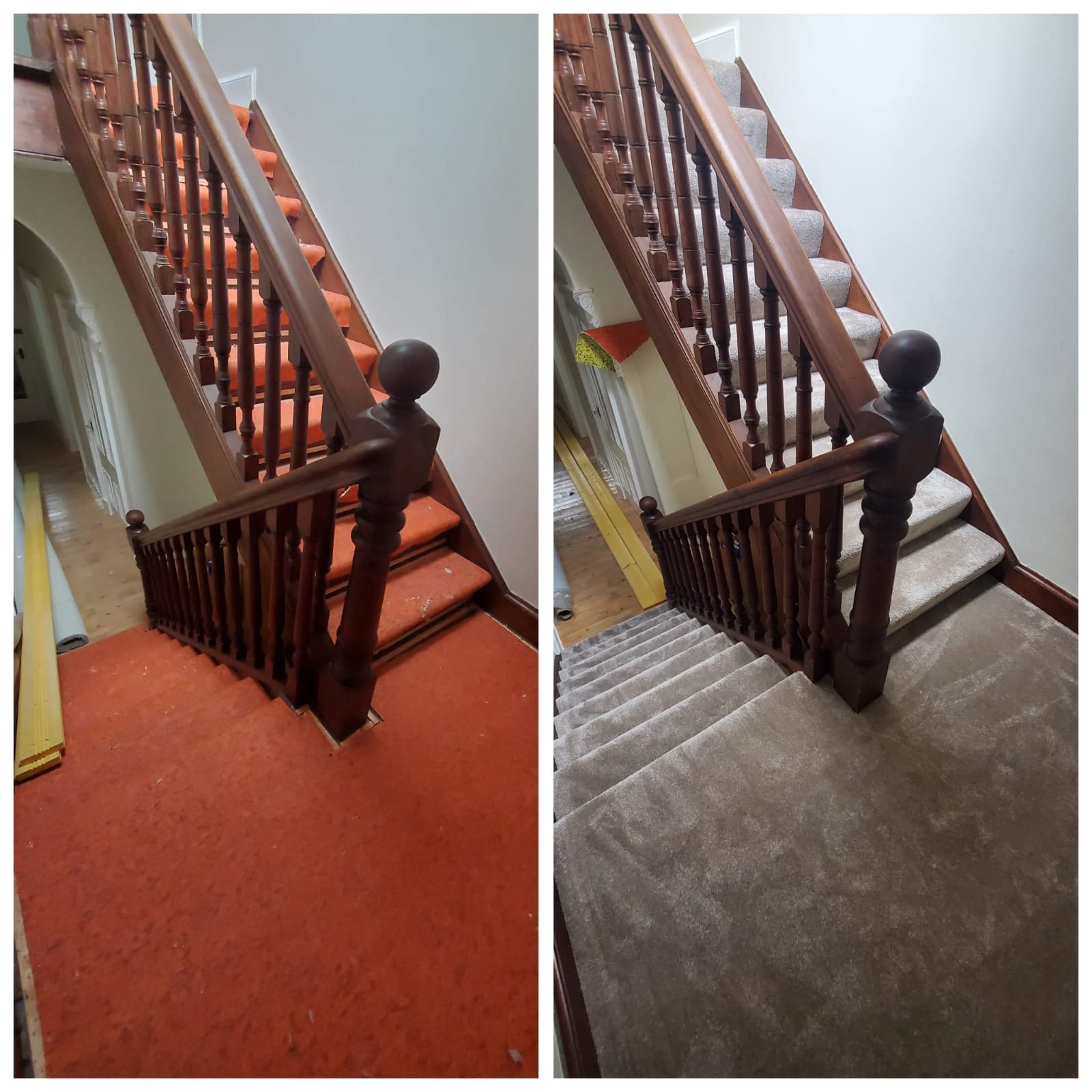 Staircase, carpet and underlay