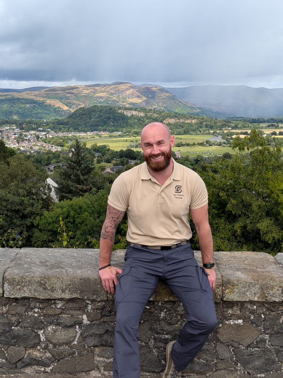 Sam Hainey in a Sam Hainey Flooring branded polo shirt